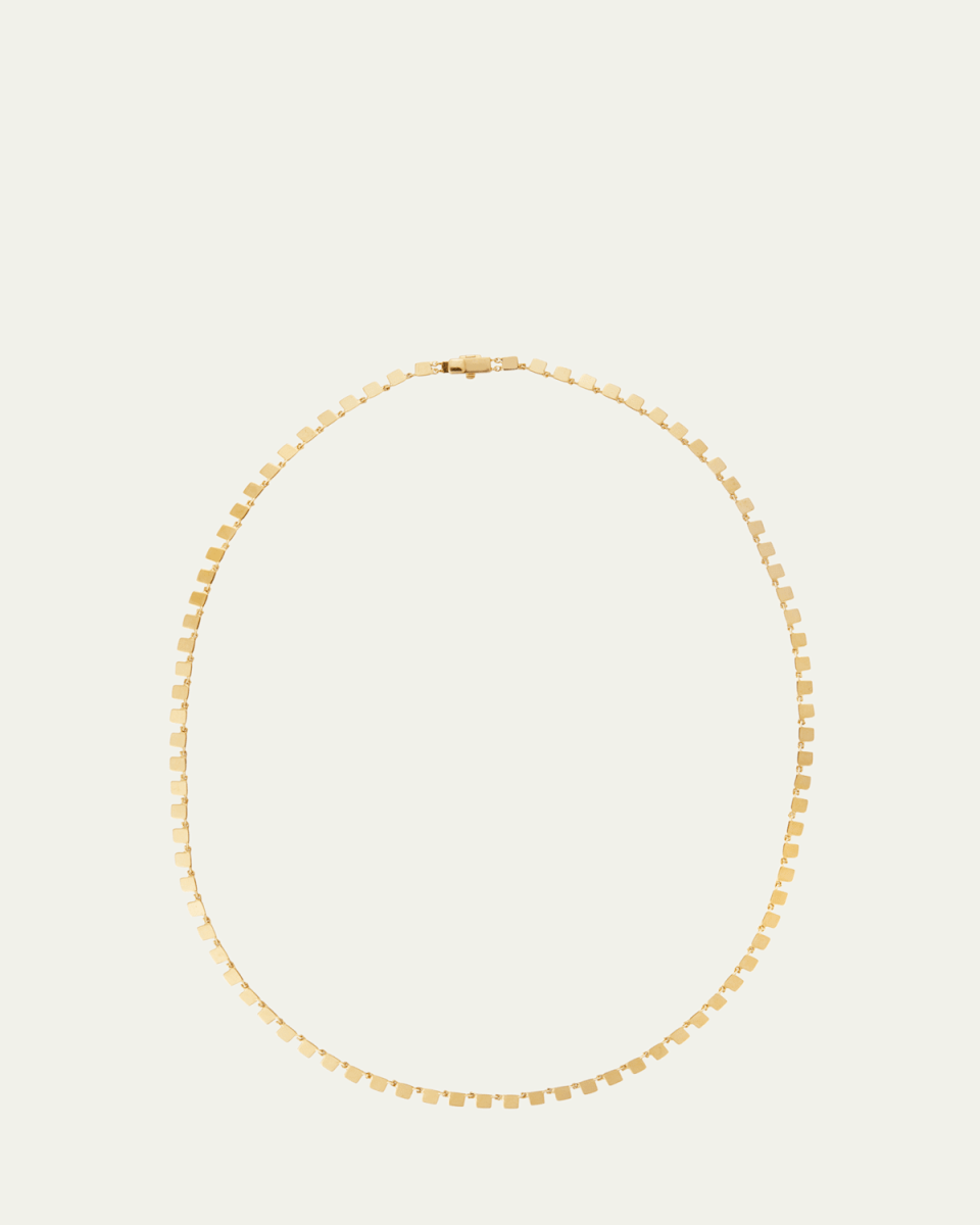 18K Yellow Gold Mini Tile Necklace, 17"L